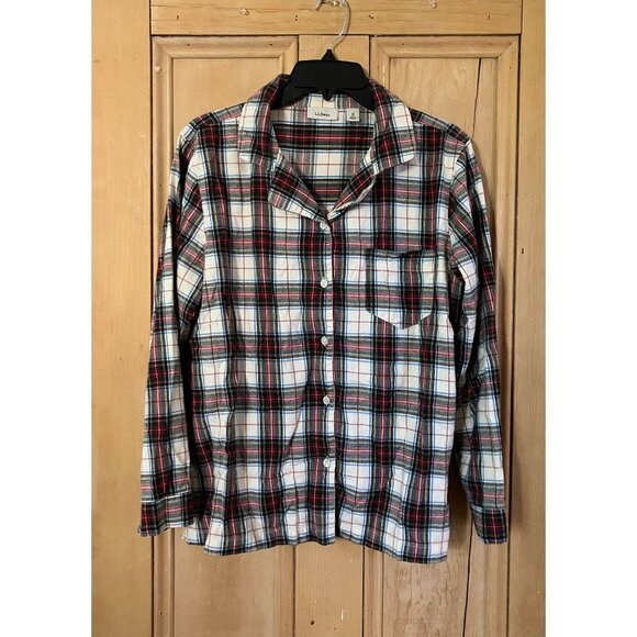 L.L.Bean Womens  Scotch Plaid Flannel Cotton Pajama Set Medium Petite Red XM EXC - Picture 4 of 12